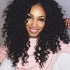 Lace Front Long Synthetic Hair Curly Black Wig Without Bangs