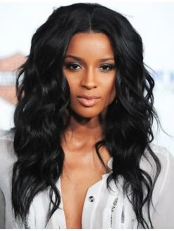 Lace Front Long Synthetic Hair Wavy Black Layered Wig