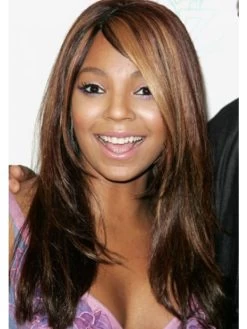 African American Center Parted Long Straight Hair Wig