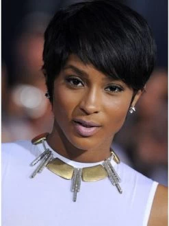 Straight Cropped Hair Wig With Side Bangs