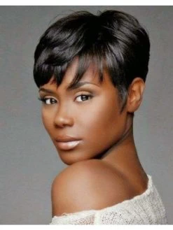 Capless Short Remy Human Hair Straight Boycuts Wig