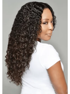 Lace Front Long Synthetic Hair Curly Brown Wig Without Bangs