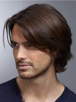 Lace Front Short Remy Human Hair Straight Wig For Men
