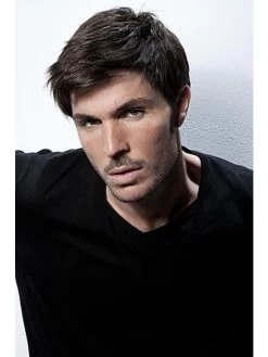 Capless Short Remy Human Hair Straight Wig For Men