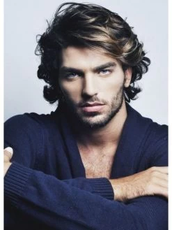 Full Lace Short Synthetic Hair Wavy Wig For Men