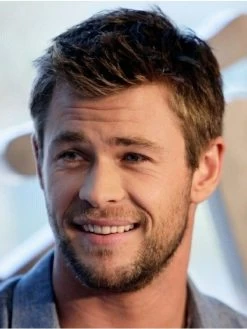 Monofilament Short Synthetic Hair Straight Mens Wig