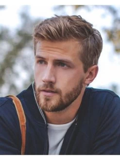 Mens Lace Front Short Synthetic Hair Grey Wig