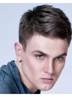 Monofilament Short Remy Human Hair Straight Mens Wig