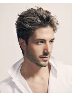 Mens Lace Front Short Synthetic Hair Straight Wig