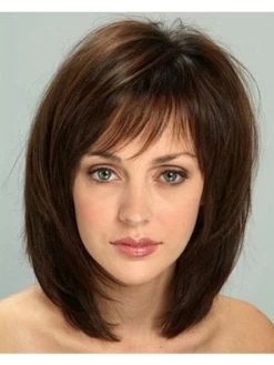 Remy Human Hair Capless Medium Straight Bobs Wig
