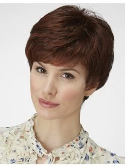 Wavy Capless Short Remy Human Hair Boycuts Brown Wig