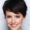Straight Capless Cropped Remy Human Hair With Bangs Black Wig