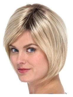 Straight Lace Front Chin Length Synthetic Hair Bobs Blonde Wig