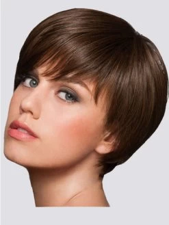 Straight Capless Cropped Remy Human Hair Classic Brown Wig