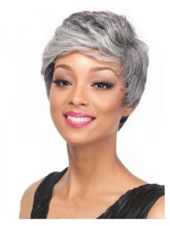 Wavy Capless Short Synthetic Hair Boycuts Grey Wig