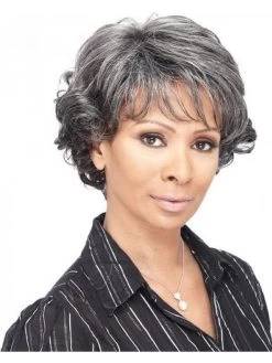 Wavy Capless Short Synthetic Hair With Bangs Grey Wig