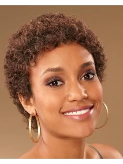 Curly Capless Short Synthetic Hair Afro Brown Wig -Boutique Wig Shop rwk611077 03