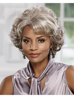Wavy Capless Short Synthetic Hair Afro Grey Wig
