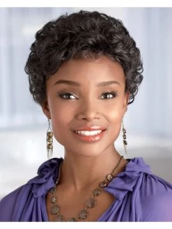 Curly Capless Short Synthetic Hair Afro Grey Wig