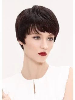 Straight Capless Short Remy Human Hair Boycuts Auburn Wig