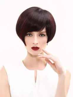 Straight Capless Cropped Synthetic Hair With Bangs Auburn Wig