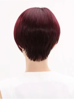 Straight Lace Front Cropped Synthetic Hair With Bangs Auburn Wig -Boutique Wig Shop rwk611139 05