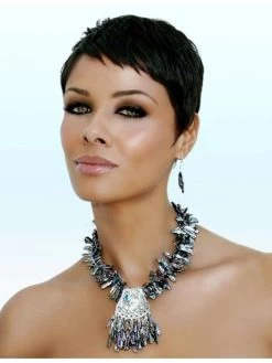 Straight Capless Short Remy Human Hair Afro Black Wig