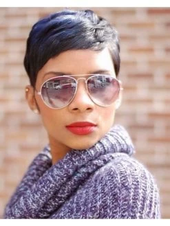 Straight Capless Short Remy Human Hair Afro Wig