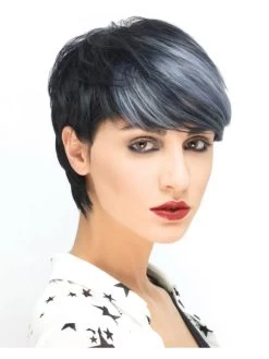 Capless Short Synthetic Hair Grey Wig With Bangs