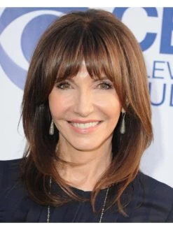 Capless Medium Synthetic Hair Straight Wig With Bangs