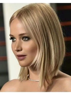 Lace Front Medium Synthetic Hair Straight Blonde Wig