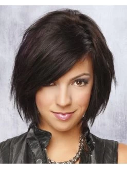 Capless Medium Remy Human Hair Straight Black Bobs Wig