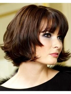 Capless Medium Synthetic Hair Wavy Auburn Wig