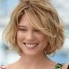 Capless Medium Remy Human Hair Wavy Blonde Bobs Wig