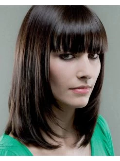 Capless Medium Remy Human Hair Straight Brown Wig