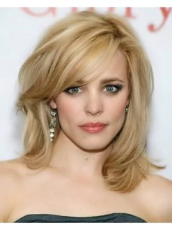 Capless Medium Remy Human Hair Wavy Blonde Wig