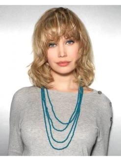 Capless Medium Remy Human Hair Wavy Blonde Wig