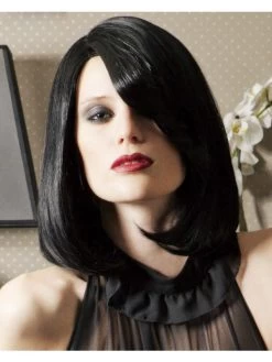 Lace Front Medium Remy Human Hair Wavy Black Bobs Wig