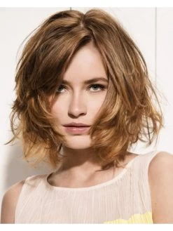 Lace Front Medium Synthetic Hair Wavy Blonde Bobs Wig