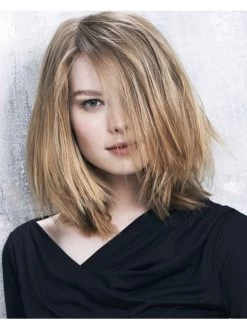 Lace Front Medium Synthetic Hair Straight Blonde Layered Wig