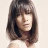 Capless Medium Synthetic Hair Straight Brown Wig With Bangs