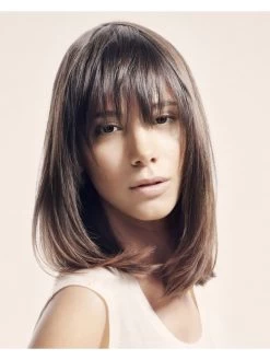 Capless Medium Synthetic Hair Straight Brown Wig With Bangs