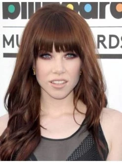 Capless Long Synthetic Hair Wavy Auburn Wig With Bangs