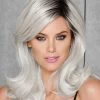 Lace Front Long Synthetic Hair Wavy Grey Wig Without Bangs
