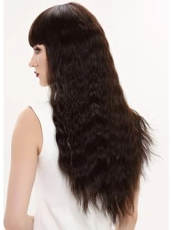 Capless Long Remy Human Hair Curly Brown Wig With Bangs -Boutique Wig Shop rwm611164 03