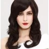 Capless Long Synthetic Hair Wavy Brown Wig With Bangs