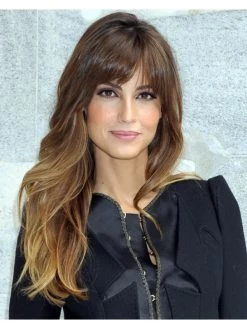 Long Brown Wavy Hair And Testured Wig With Bangs