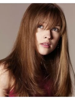 Capless Long Synthetic Hair Straight Brown Wig With Bangs