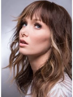 Capless Long Remy Human Hair Wavy Brown Wig With Bangs -Boutique Wig Shop rwm611330 03