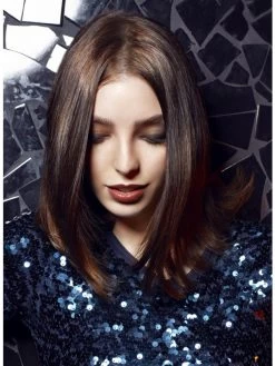 Lace Front Long Synthetic Hair Straight Brown Wig Without Bangs